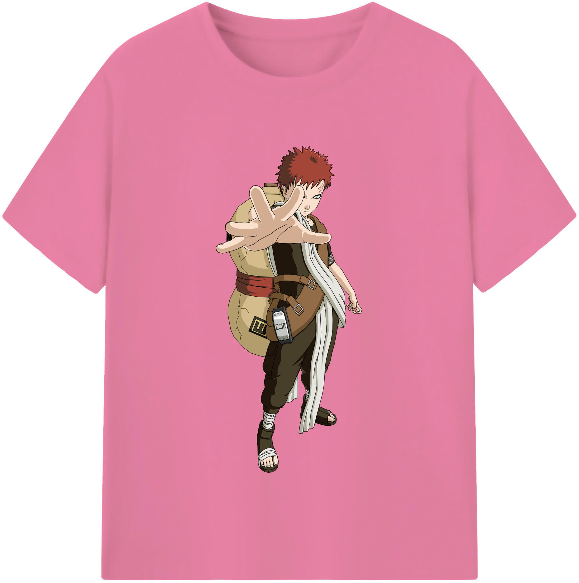 （画像用） NARUTO -ナルト- ガアラ Gaara 綿100％半袖Tシャツ（フロントプリント）
